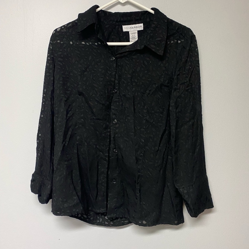 Sag Harbor Black Button Down Shirt